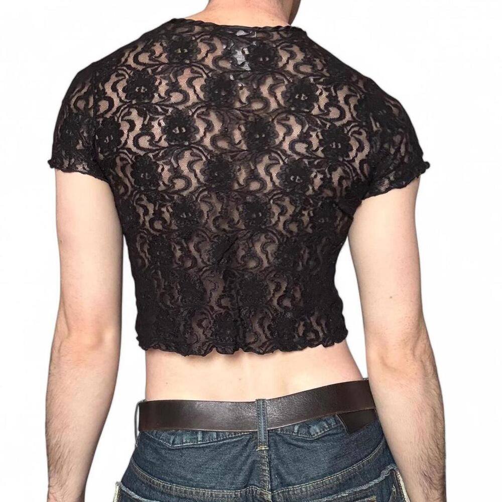 Black lace top bows and beads - Picture 3 of 5